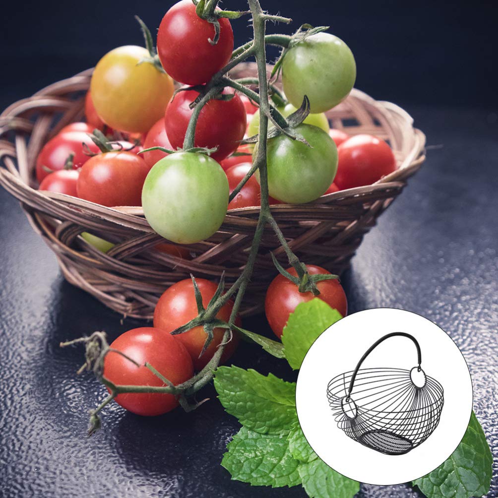 Cabilock Wrought Iron Fruit Basket with Handle - Portable Hollow-Out Design for Living Room, Kitchen & Dining Room - Multifunctional Home Decor Storage Shelf