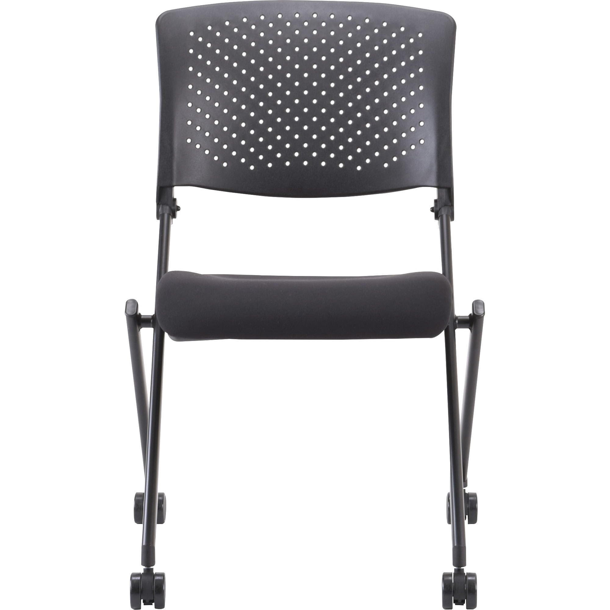 Lorell® Black Nesting Plastic-Back Stackable Chairs Set of 2 - Perfect for Office, Conference Rooms, and Home Dining Spaces