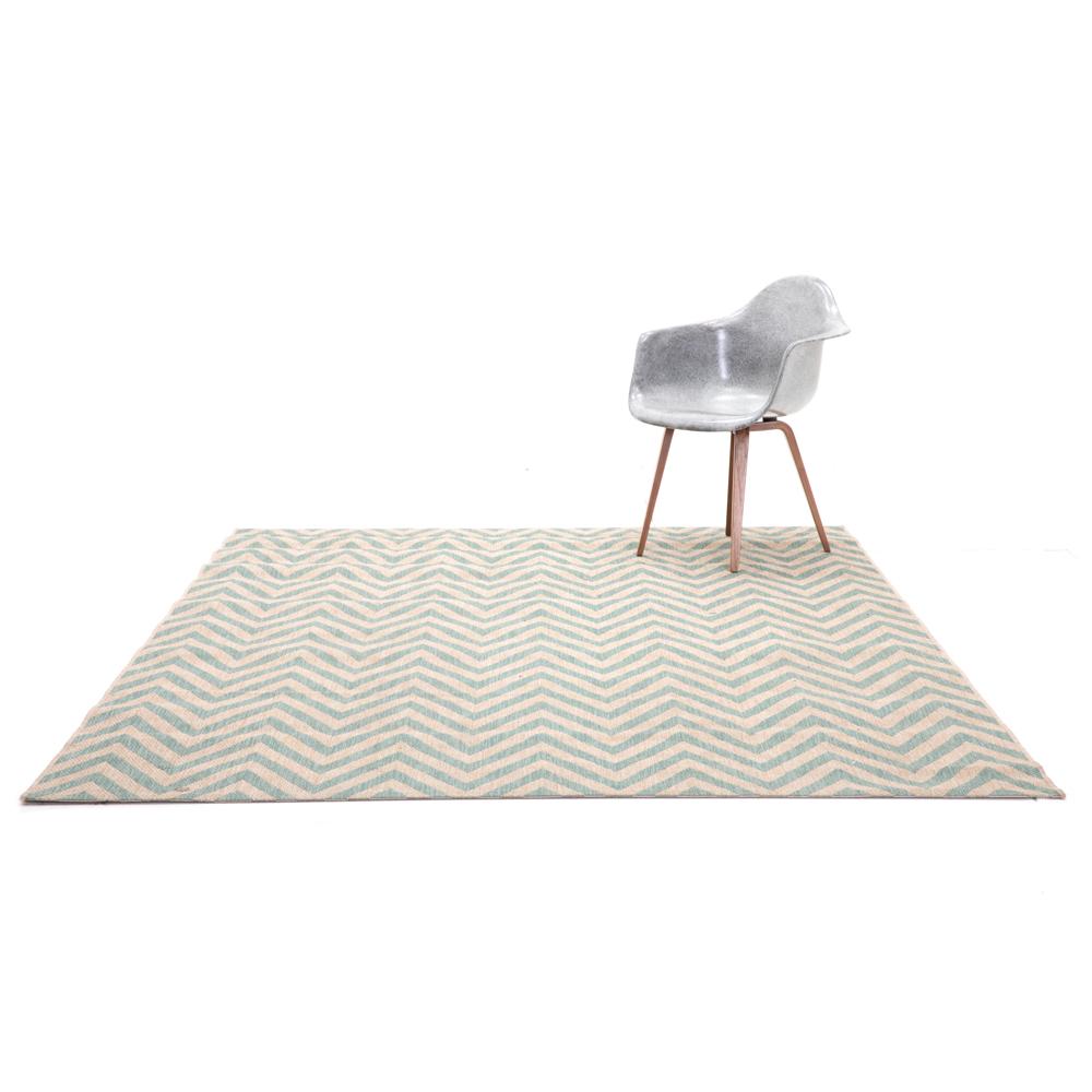 Aqua and Natural Chevron Pattern Area Rug - Soft Non-Slip Washable Modern Boho Chic Rug for Living Room, Bedroom, Nursery & Home Decor