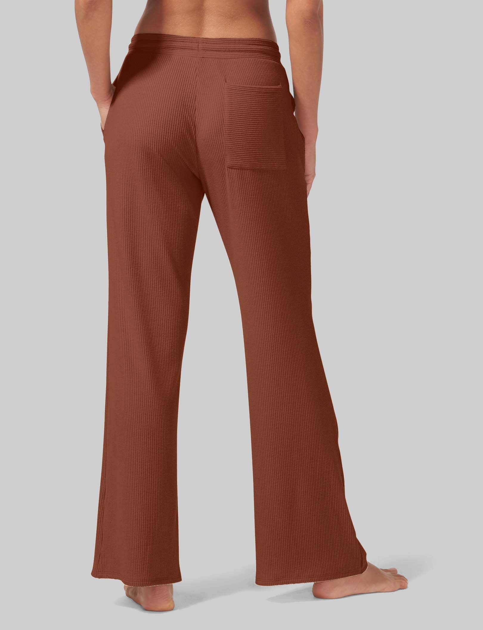 Women's Zen Ribbed Pants - High Waisted Stretchy Lounge Pants for Yoga, Meditation & Relaxation at Home