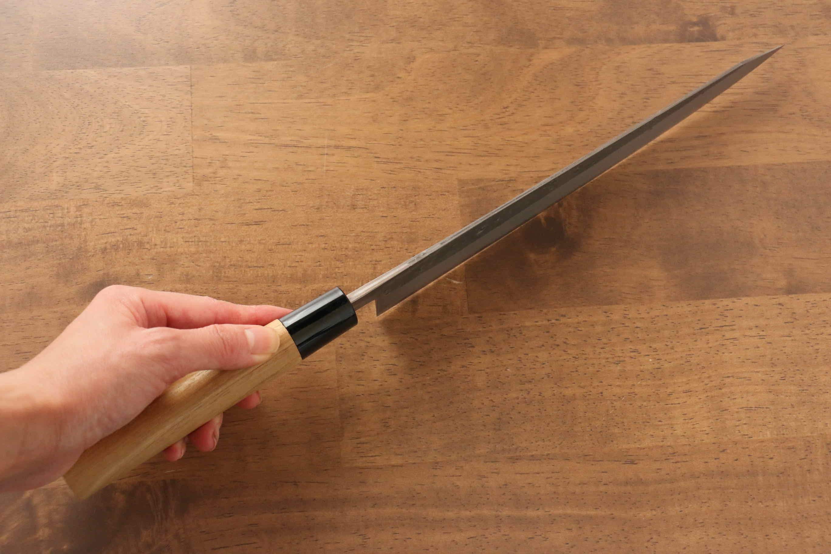 Premium Seisuke Blue Steel No.2 Nashiji Sujihiki Knife 240mm - Japanese Chef Knife with Chestnut Wood Handle - Perfect for Slicing Sashimi, Roasts & Delicate Proteins