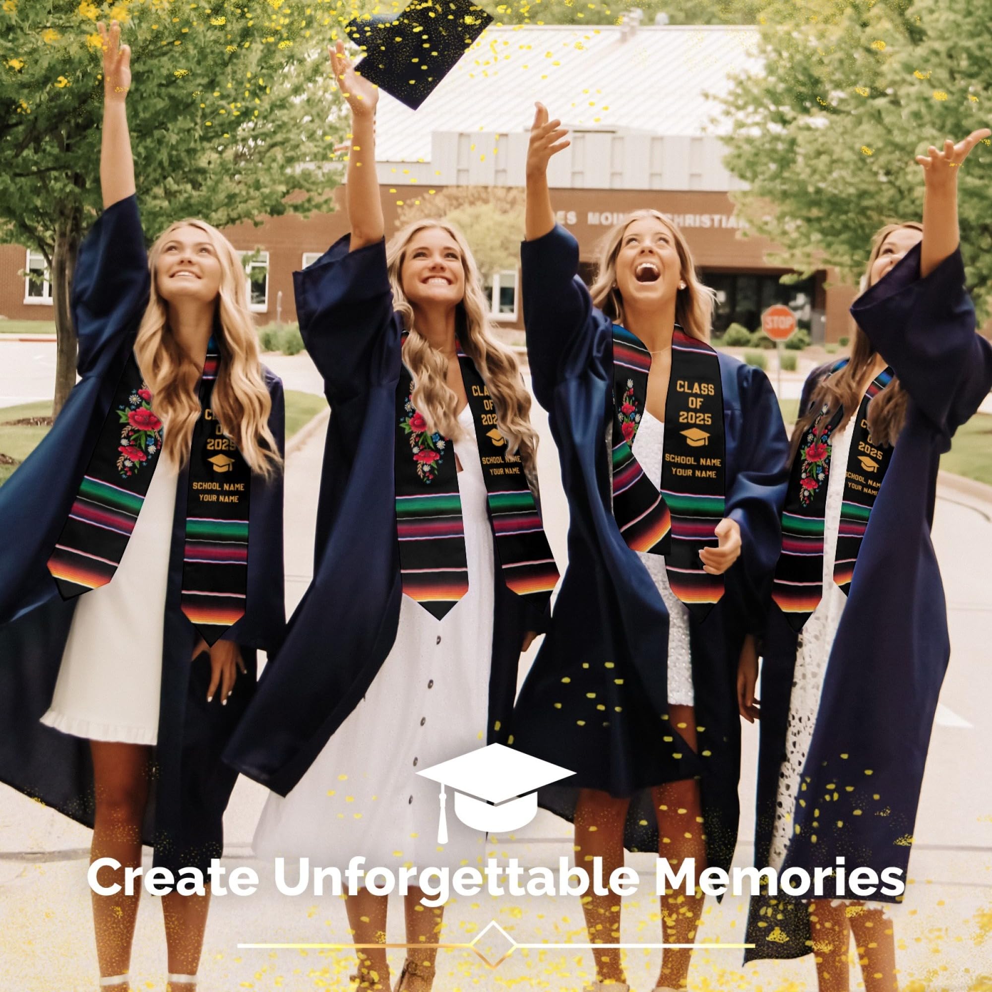 Personalized Graduation Stole with Photo - Custom Graduation Sash for High School & College Ceremonies - Perfect for Graduation Gifts & Commencement Photos