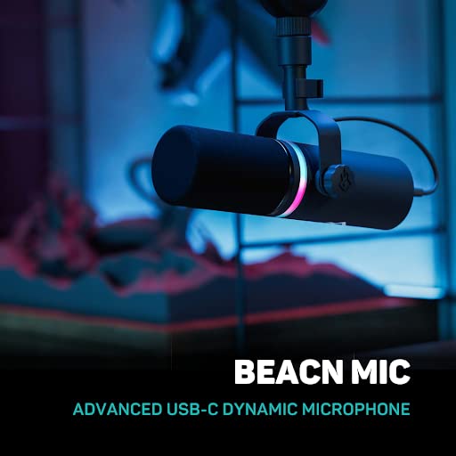 BEACN Dark Dynamic USB Microphone for PC - Professional Studio-Quality Condenser Mic with Adjustable Stand - Perfect for Streaming, Gaming & Podcasting