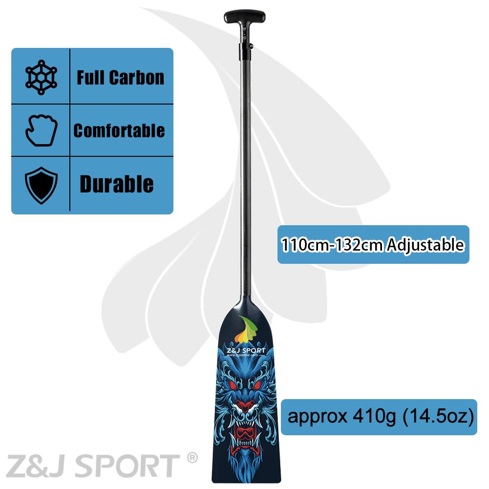 Premium Adjustable Dragon Boat Paddle - IDBF Approved Carbon Fiber Racing Paddle with Dragon Graphic & T-Handle Adjuster | Competition & Training Use for Dragon Boat Teams