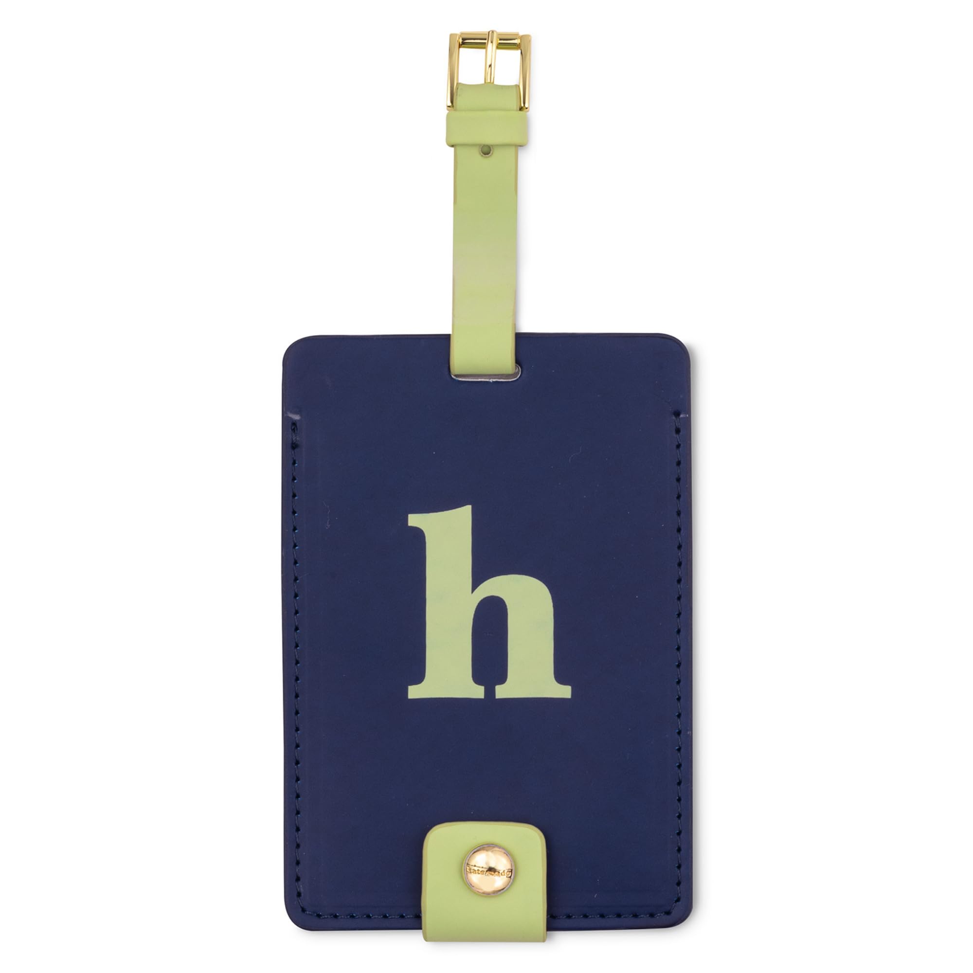 Kate Spade New York Leatherette Luggage Tag with Secure Strap - Colorful Suitcase Identifier for Travel, Monogram Bag Tag ID (H) | Perfect for Airports, Cruise Ships & Business Trips