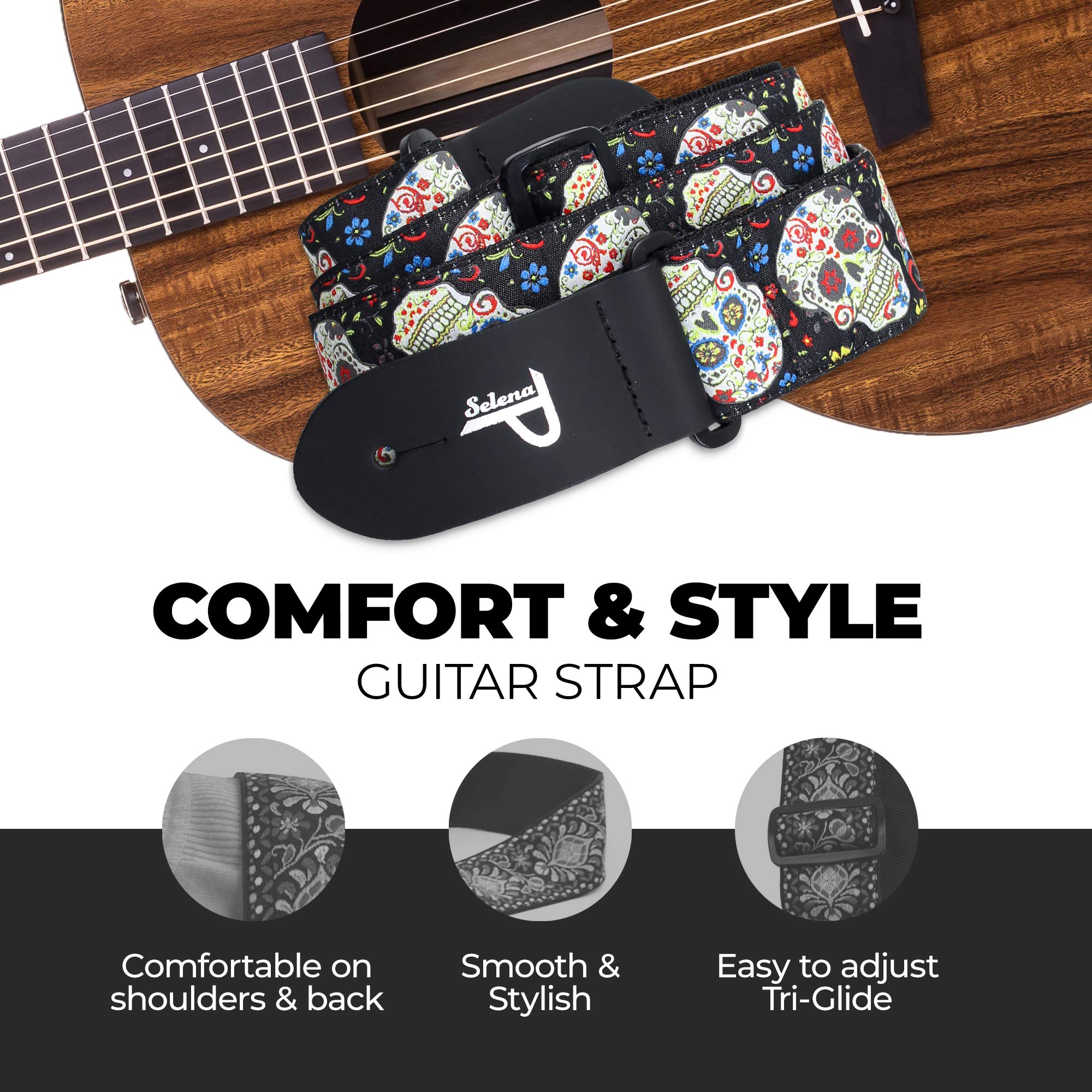 Perri’s Leathers Ltd. Adjustable Jacquard Guitar Strap for Acoustic Bass Electric Guitars - Handmade in Canada - Perfect for Live Performances, Studio Sessions & Music Practice