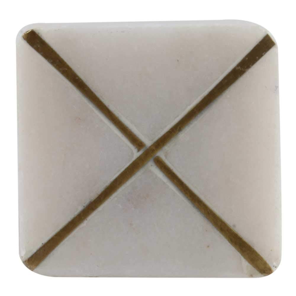 12-Piece Handcrafted Indian Marble Cabinet Knobs - White Square Decorative Drawer Pulls for Dressers, Cabinets & Luxury Doors | Elegant Home & Office Upgrade