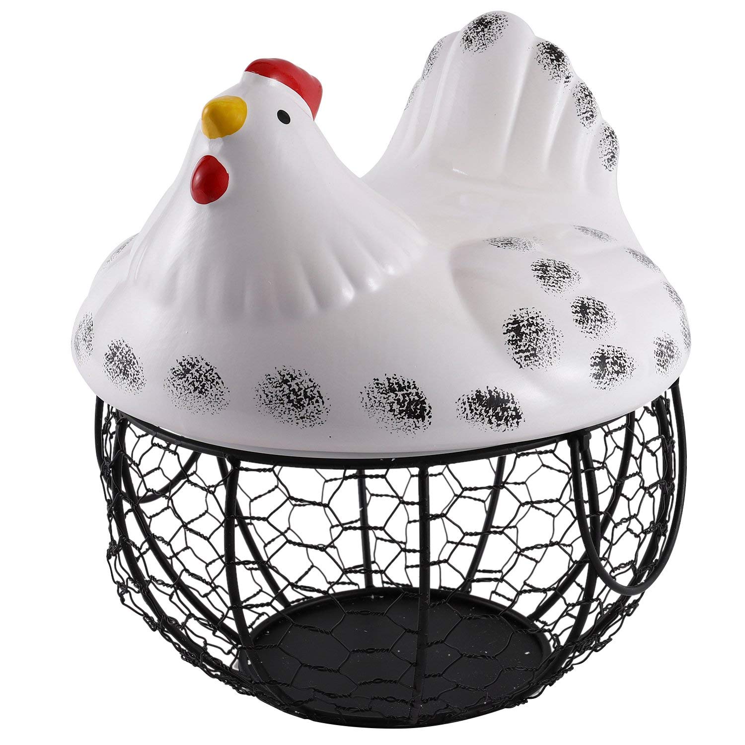GFHFG Iron Egg Storage Basket - Rustic Kitchen Decor for Snacks, Fruits & Eggs | Vintage Hen Ornament Basket for Farmhouse, Country Style Kitchen Accessories | Perfect for Farmhouse Countertop, Pantry Organization & Easter Decor