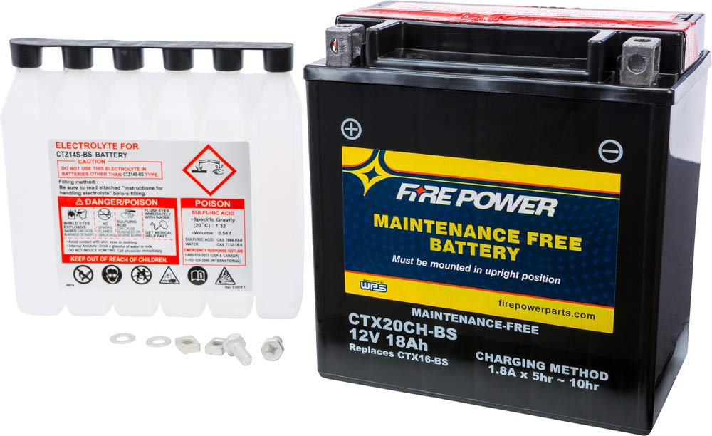Fire Power Maintenance Free Battery CTX20CH-BS - Compatible with Polaris 600 Rush LX Retro 2011 Snowmobile - Perfect for Winter Riding & Cold Weather Performance