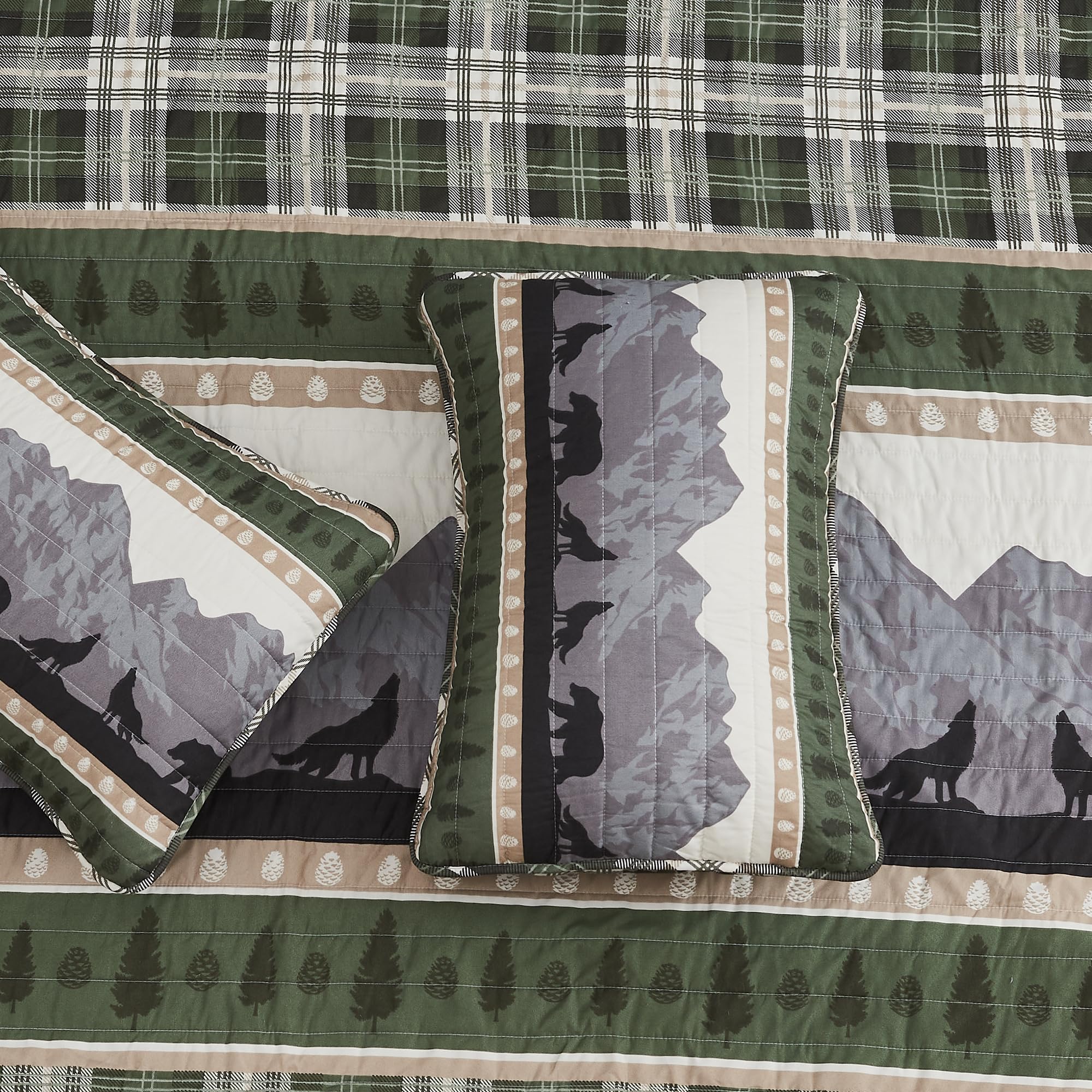 Great Bay Home 3-Piece Reversible Rustic Lodge Bedspread Quilt Set with 2 Shams - All-Season Full/Queen Size in Salt Creek Pattern | Cozy Farmhouse Bedroom Decor for Cabin, Lodge & Guest Room