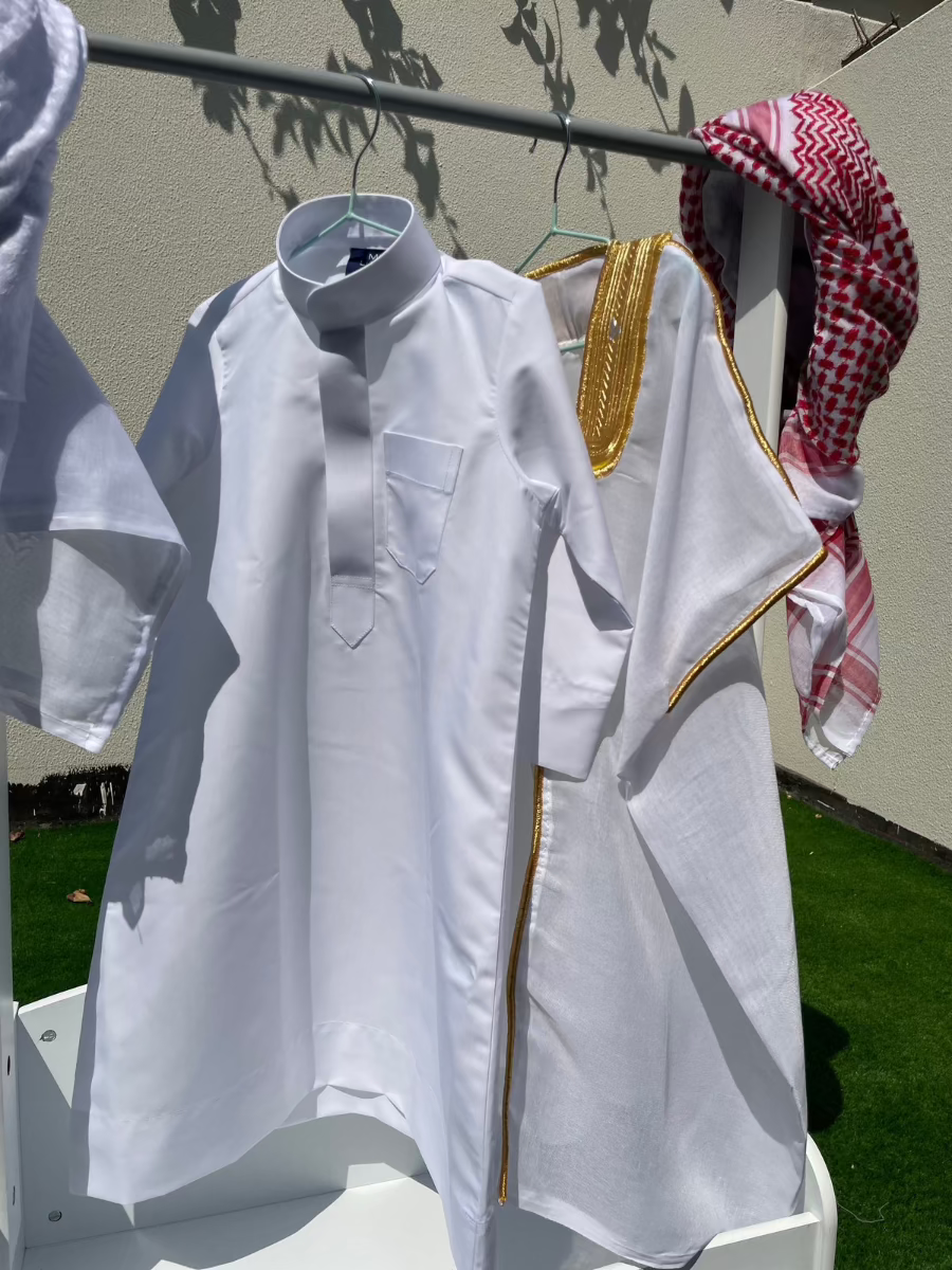 Premium Baby Boy Thobe Gift Set - White Bisht for 0-12 Months | 4-Piece Outfit for Special Occasions & Celebrations