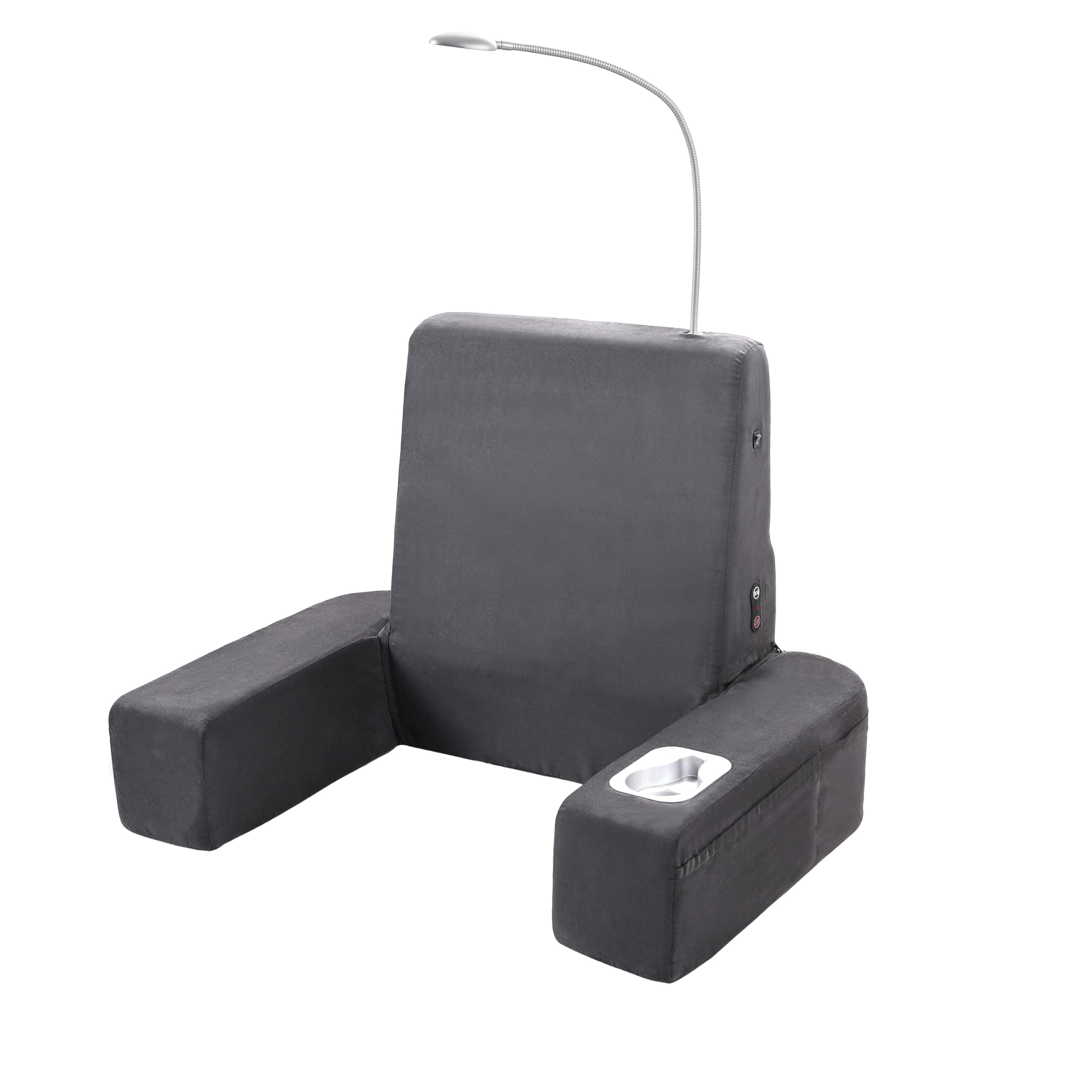 Carepeutic Bed Lounger with Heated Massage - Adjustable Backrest & Comfortable Support - Perfect for Reading, Watching TV or Relaxing at Home - Gray (1 Count)