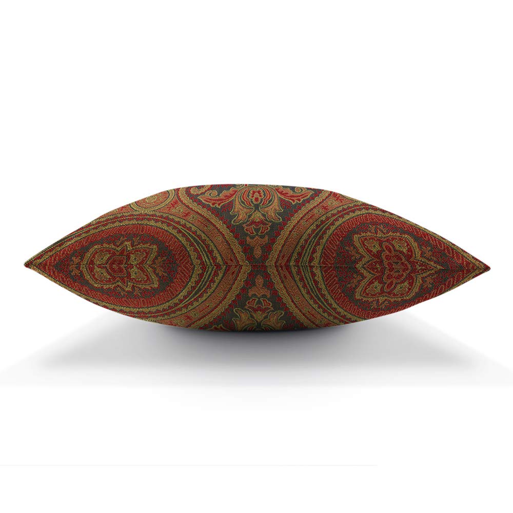 EKOBLA 12x20 Inch Paisley Floral Throw Pillow Cover - Asian Ethnic Batik Style Cotton Linen Cushion Cover for Sofa, Couch, Bed - Home Decor, Living Room, Bedroom Accent (Traditional Culture Design)