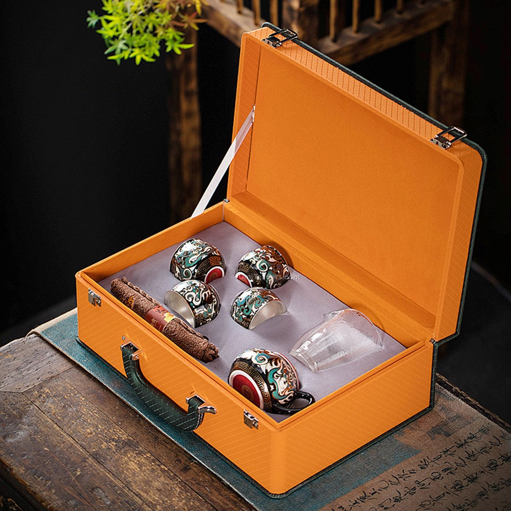 Premium Chinese Gold & Silver Tea Set - Authentic Handcrafted Luxury Tea Pot & Cups for Gifts, Home Decor & Traditional Tea Ceremonies