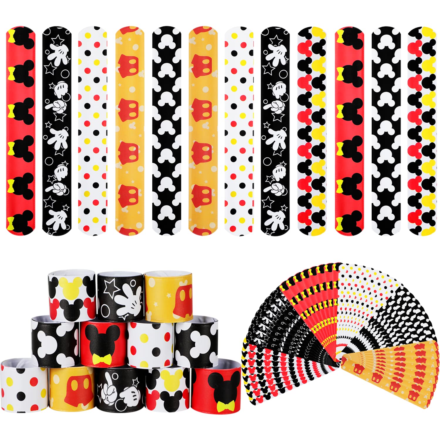 48 PCS Cute Cartoon Mouse Party Slap Bracelets - Fun Wristbands for Kids & Adults - Perfect for Classroom Prizes, Birthday Party Favors, Gift Exchanges, and Themed Decorations - Great for School Events, Birthday Celebrations, and Holiday Parties