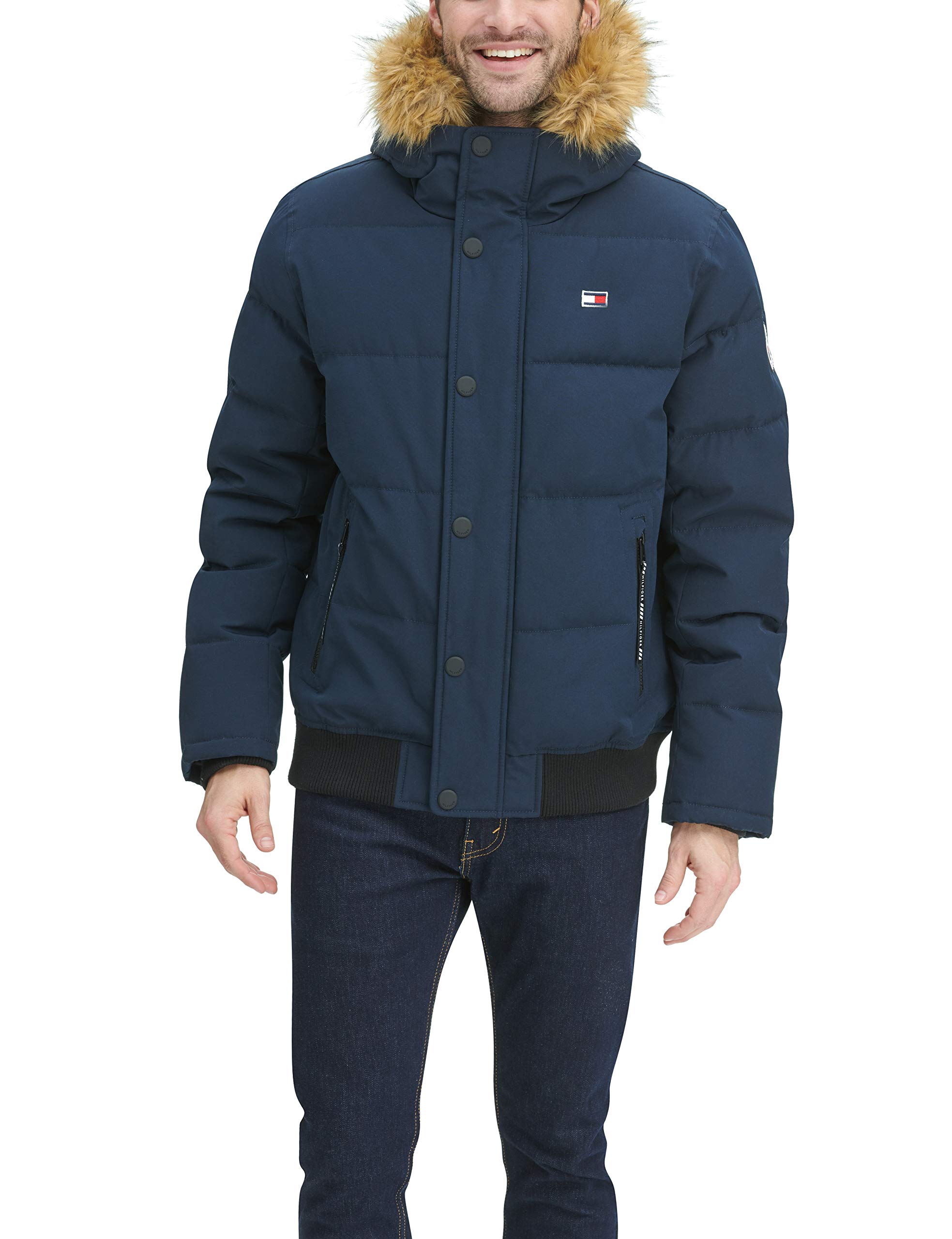 Tommy Hilfiger Men's Arctic Cloth Quilted Snorkel Bomber Jacket - Waterproof Winter Coat for Cold Weather (Standard & Big & Tall Sizes) | Outdoor Activities, Snow Sports & Casual Wear
