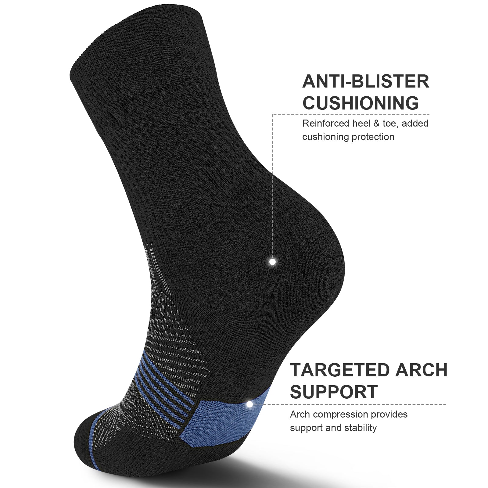 GECKOMAN x PAPLUS Compression Athletic Crew Socks for Men & Women - Moisture-Wicking Performance Socks for Running, Hiking & Sports - Best Workout Socks for Athletes