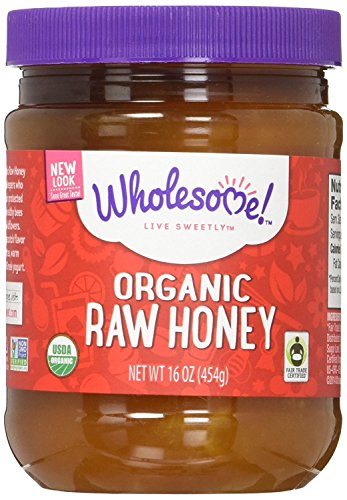Organic Fair Trade Raw Honey - Wholesome Sweeteners, 16oz (Pack of 6) | Pure, Unfiltered & Unprocessed | Perfect for Tea, Baking, Yogurt & Healthy Recipes