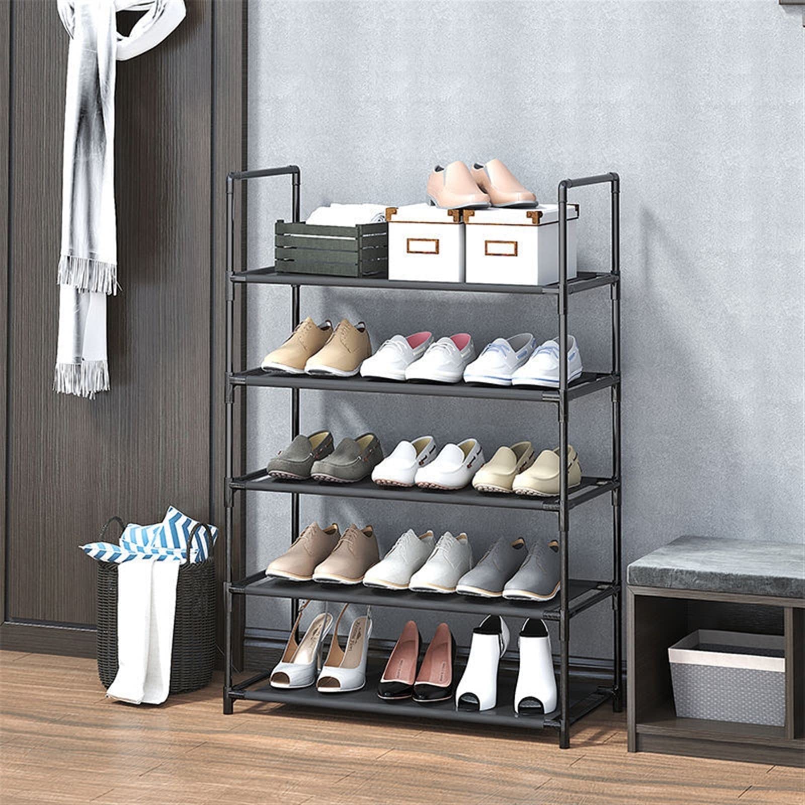 KTTGYRE 5-Tier Shoe Rack Organizer - Sturdy Multi-Layer Shoe Storage Shelf for Entryway, Living Room & Closet | Space-Saving Shoe Organizer for Home, Apartment & Dorm Room