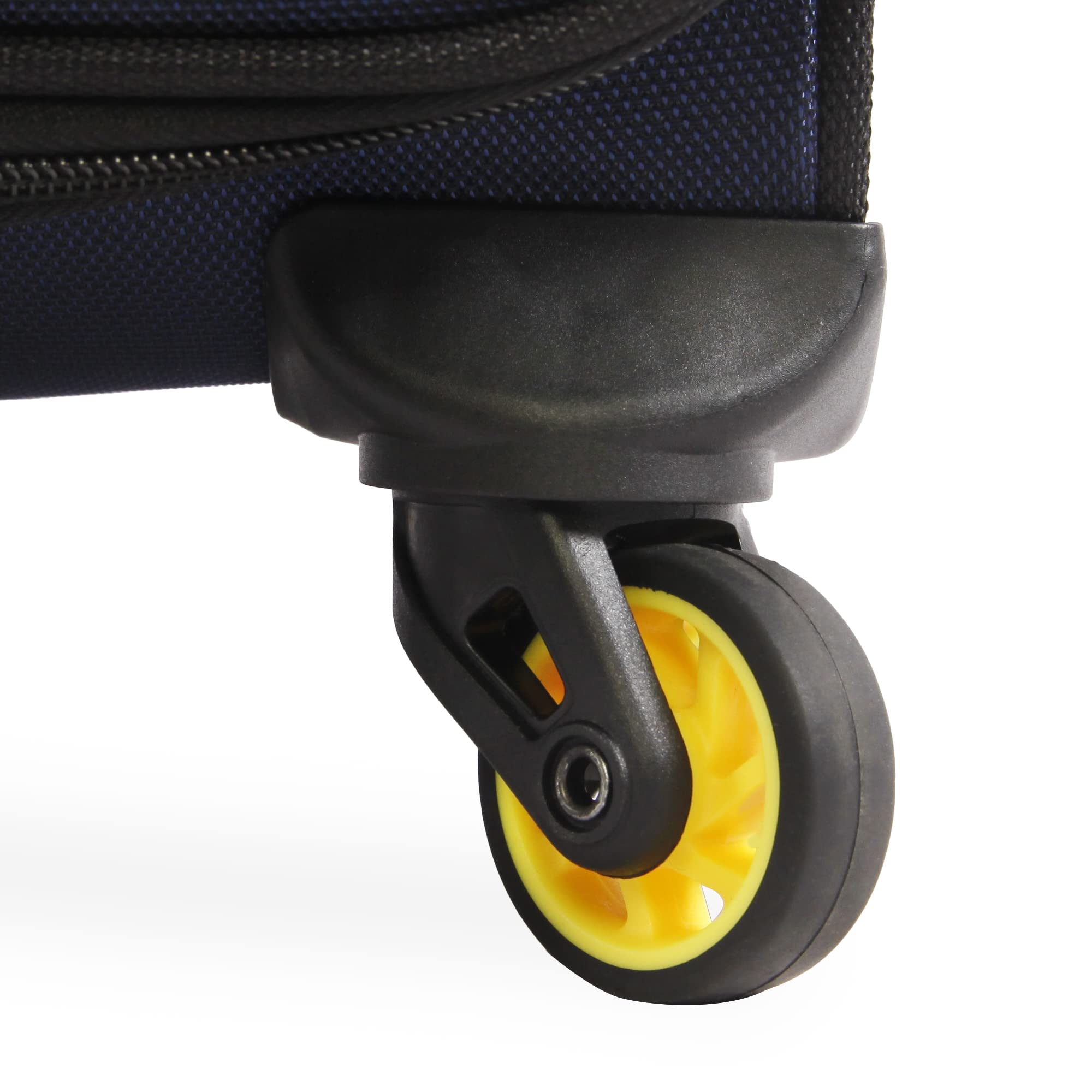 NAUTICA Emry 2-Piece Softside Luggage Set in Navy & Yellow | Lightweight Spinner Suitcase for Travel, Business Trips & Weekend Getaways