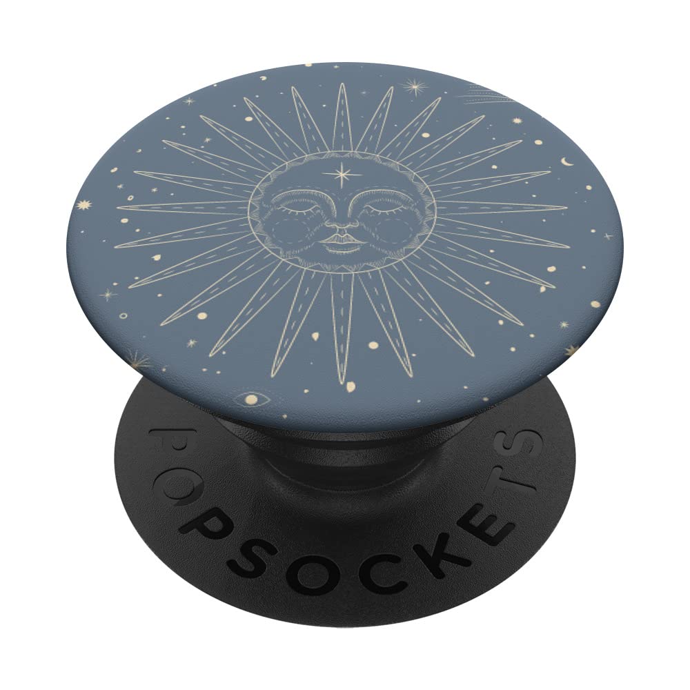 Steel Blue Astrology PopSockets with Swappable PopGrip - Sun, Moon, Stars & Planets Design - Perfect for Phones, Tablets & Daily Use