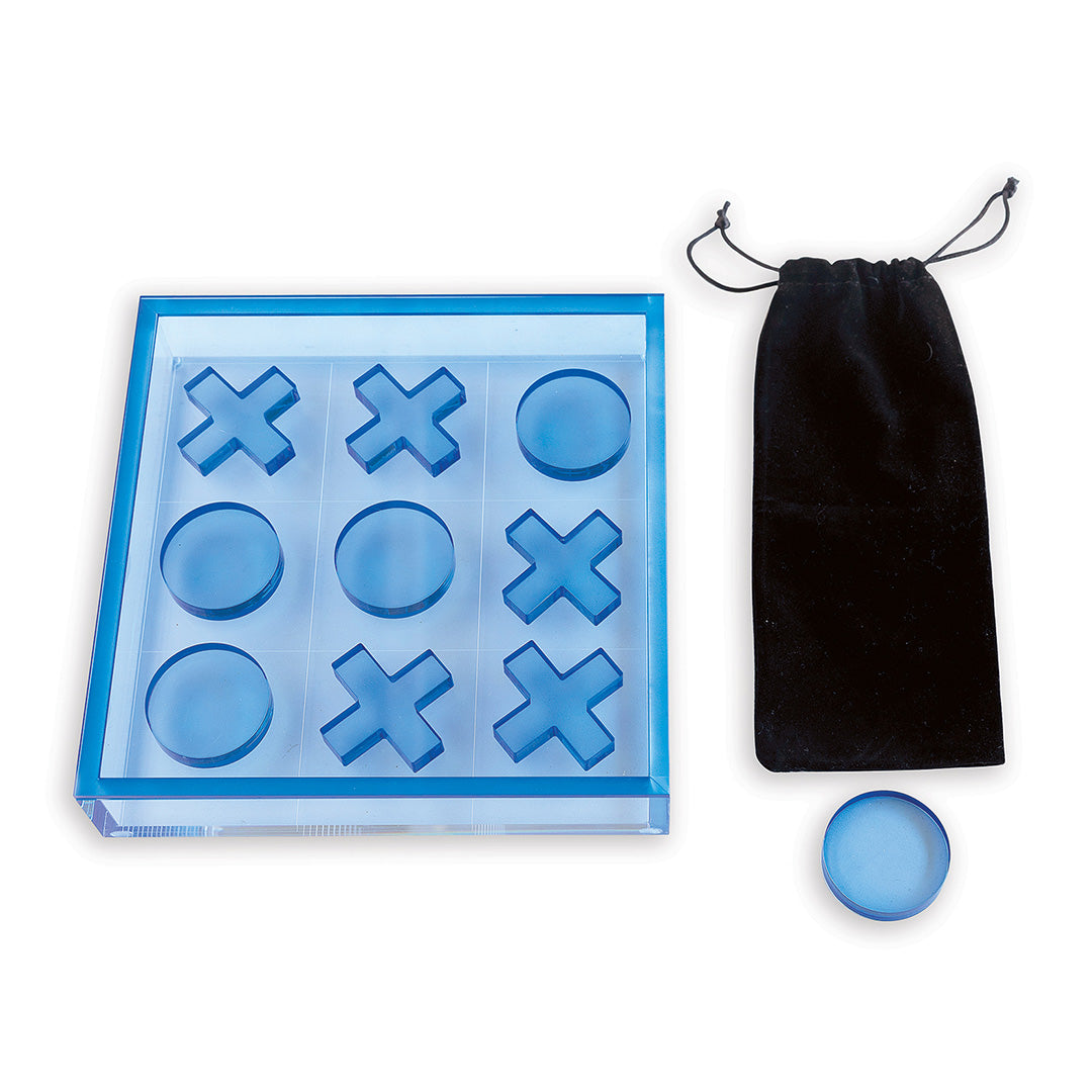 Premium Wooden Tic Tac Toe Game Set - Classic Blue Board Game for Kids & Adults - Perfect for Family Game Nights, Travel, and Classroom Activities