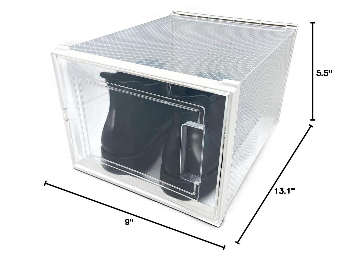 Stackable Clear Shoe Storage Box - Large Interlocking Plastic Shoe Organizer with Lid (White/Transparent) | Perfect for Closet Organization & Sneaker Collection Display