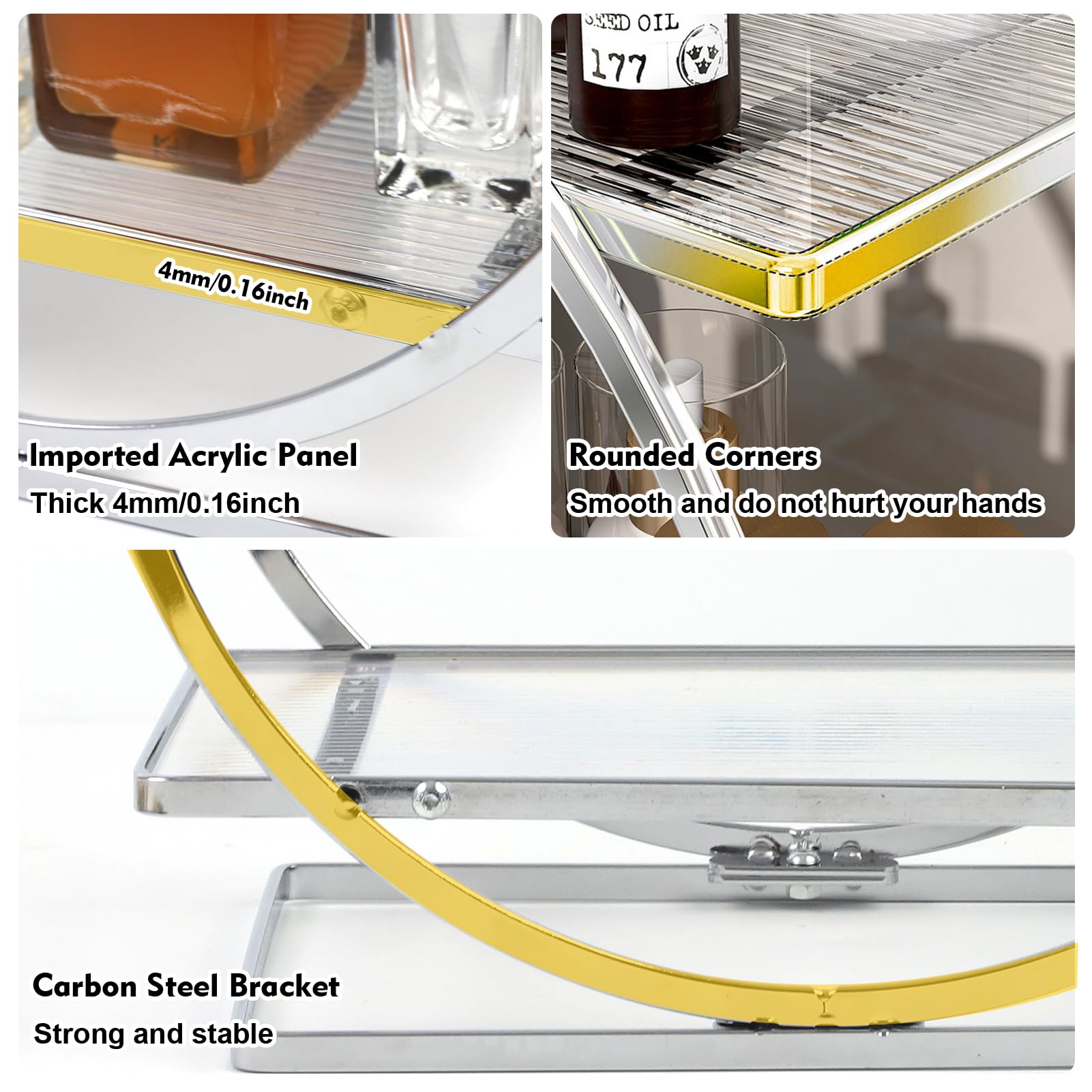 2-Tier Bathroom Counter Organizer - Vanity Makeup & Skincare Display Tray, Perfume Holder for Dresser - Silver Cosmetic Organizer Rack (Perfect for Bathroom Vanity, Bedroom Dresser & Gift for Women)