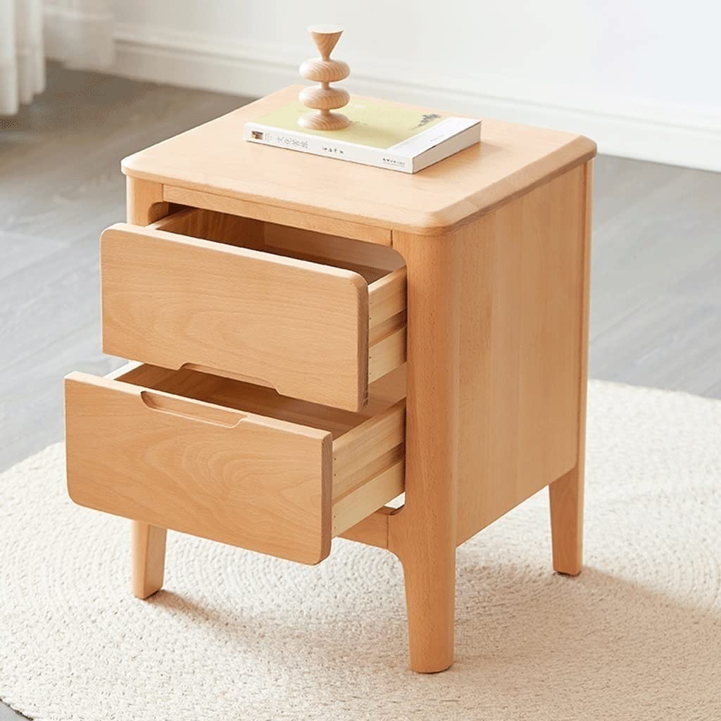 Wooden Side Table with 2 Drawers - Multipurpose Nightstand & Accent Table for Bedroom, Living Room, Home Office | Space-Saving Storage Solution for Small Spaces | Perfect Home Decor & Functional Furniture