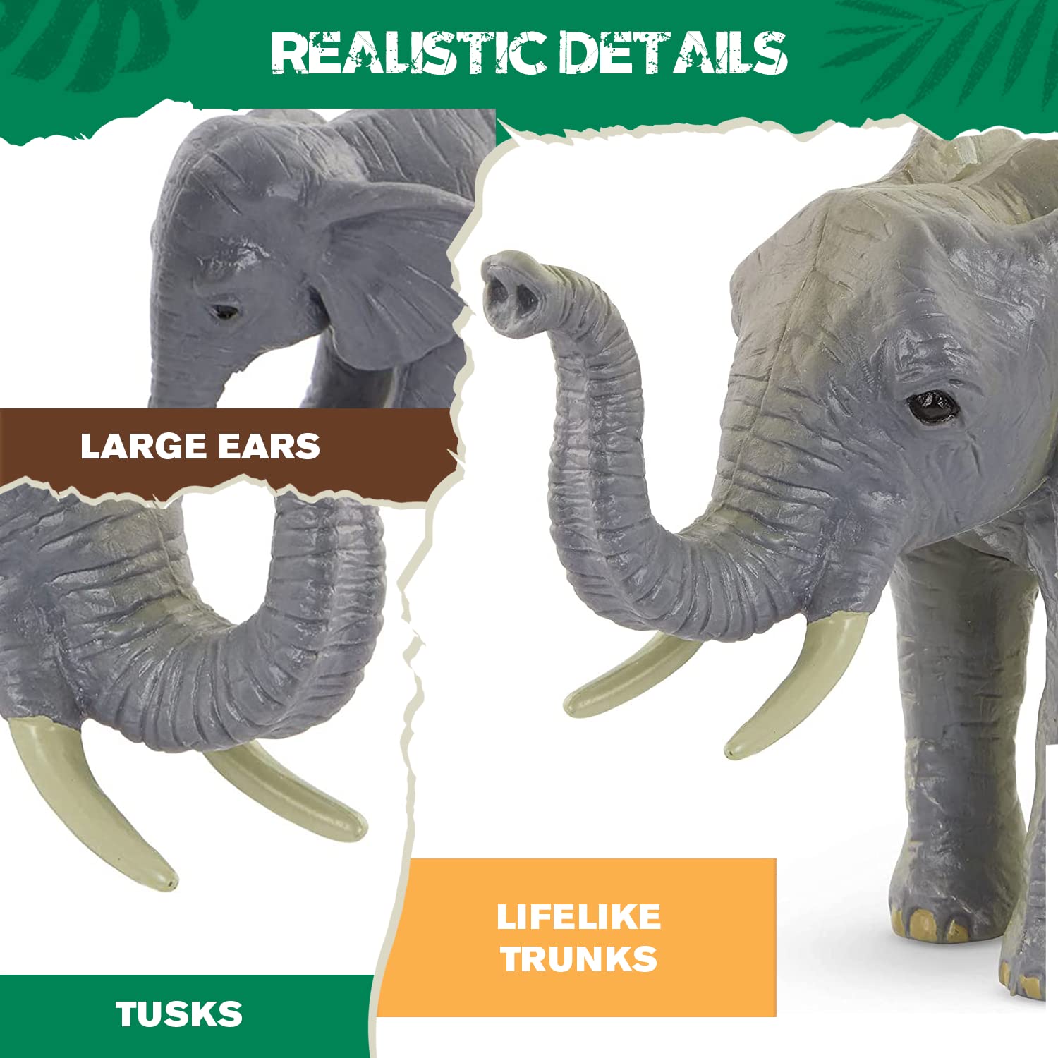 Battat Terra 4-Piece African Elephant Family Toy Set – Realistic Plastic Safari Animal Figures for Kids Ages 3+ – Perfect for Playtime, Educational Gifts & Baby Shower Decorations