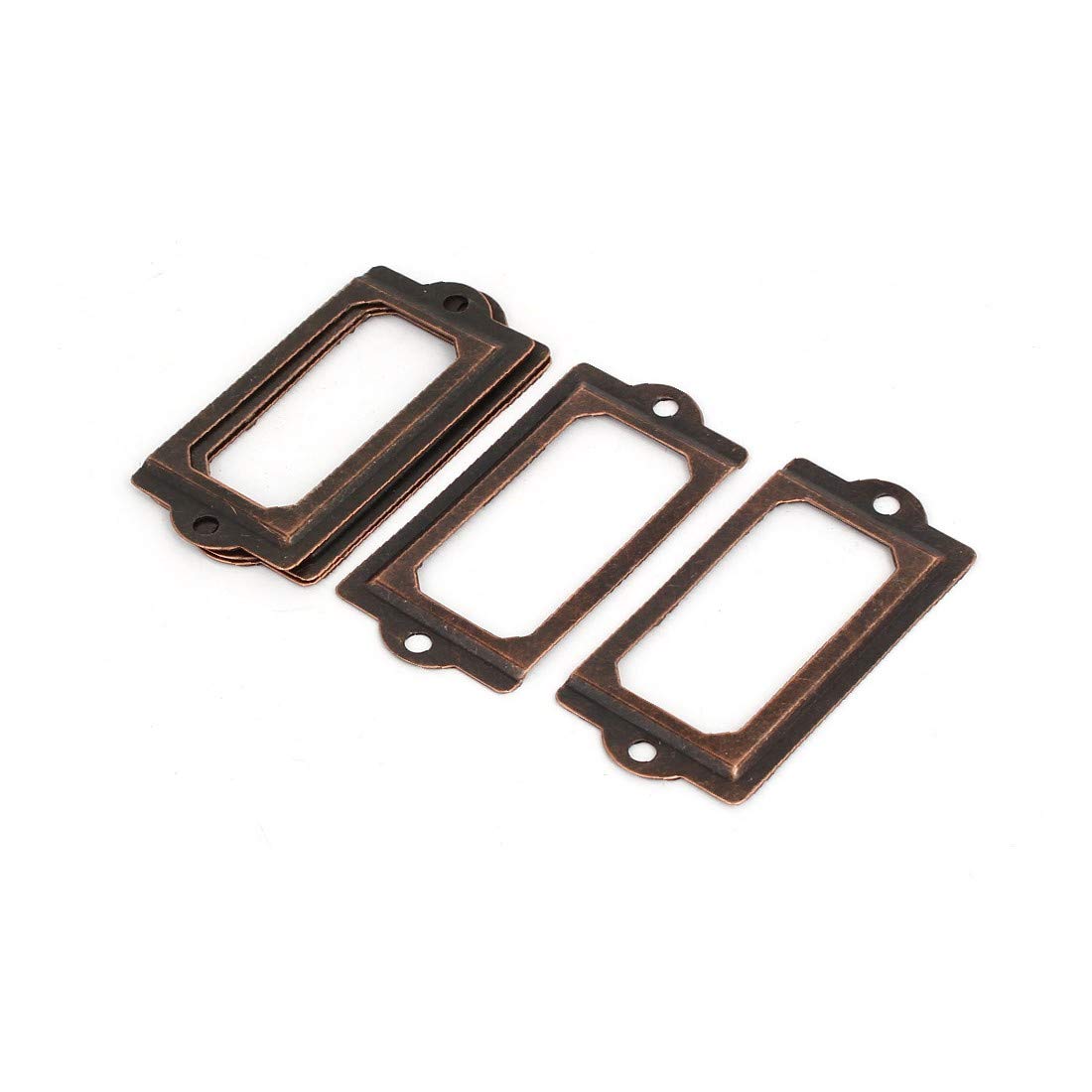 70mm x 33mm Iron Pharmacy Drawer Label Frames - 5 Pack Durable Office Organization Tags in Copper Tone | Medicine Cabinet & Lab Storage Solution