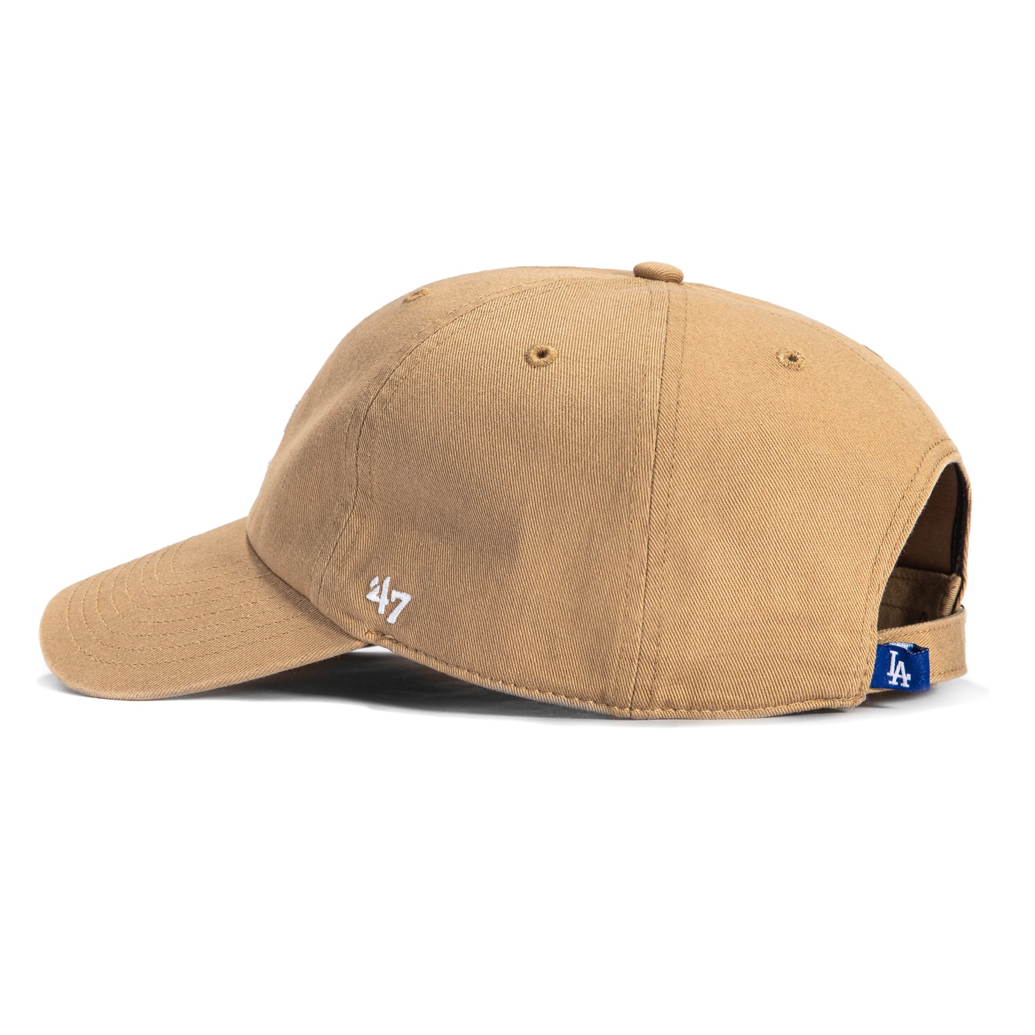 47 Brand Los Angeles Dodgers Adjustable Baseball Cap - Khaki & White Cleanup Hat for Men & Women | Perfect for Games, Outdoor Activities & Casual Wear