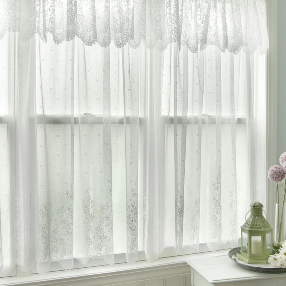 Heritage Lace Floret Curtain Panel - Elegant Sheer Window Drapes for Living Room, Bedroom & Kitchen - Light Filtering Lace Curtains for Home Decor