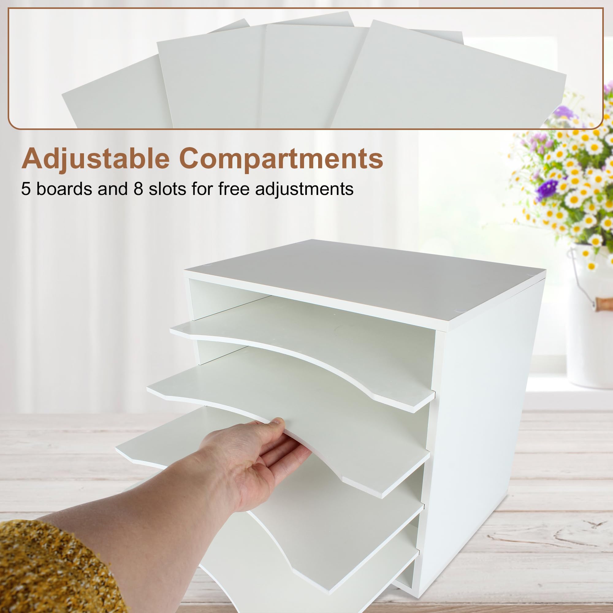 Wooden Desk Paper Organizer with Adjustable Shelves - Letter Tray File Sorter for Office & Home Storage | Perfect for Organizing Documents, Mail, and Office Supplies on Your Workspace