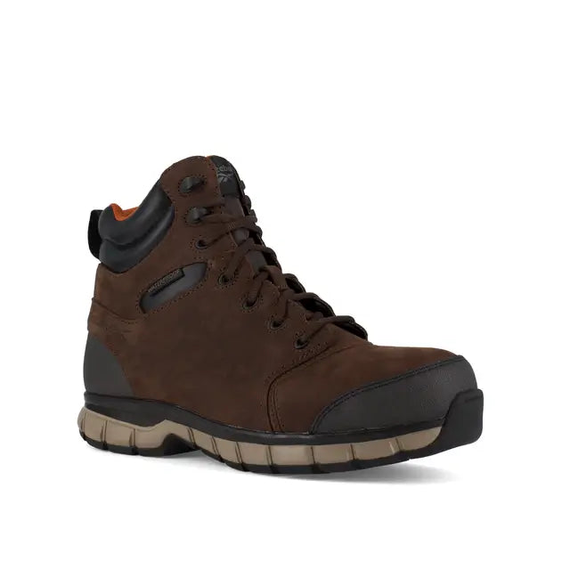 6 Inch Composite Toe Waterproof Work Boots for Men - Lightweight & Comfortable Safety Shoes with Cushion - Ideal for Construction, Warehouse & Outdoor Work - Brown