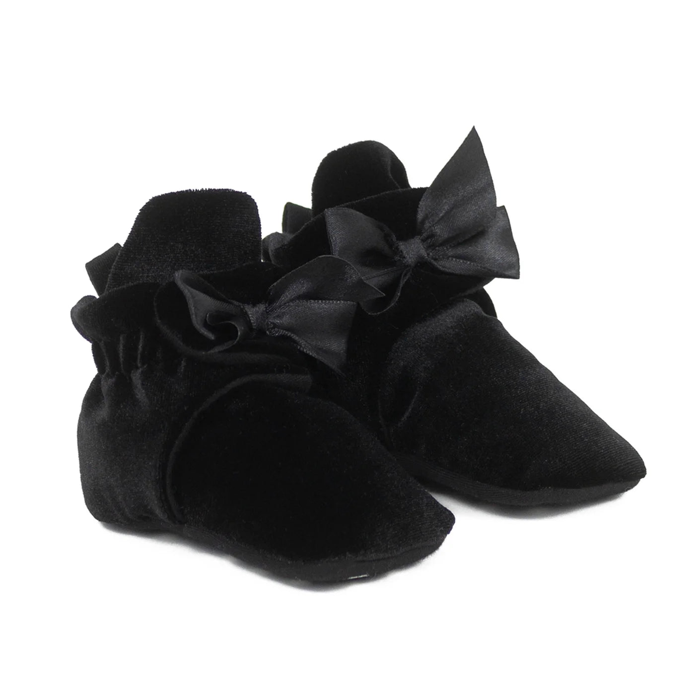 Robeez Black Holiday Bow Snap Booties for Baby Girls - Soft Leather First Walkers with Non-Slip Soles | Perfect for Christmas, New Year & Special Occasions