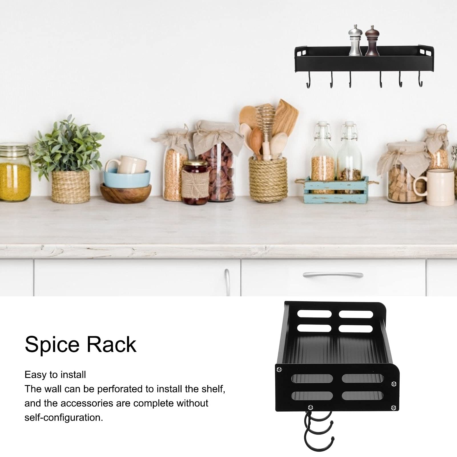 Stainless Steel Spice Rack Organizer - Wall Mounted Space Saving Kitchen Seasoning Shelf for Pantry, Cabinet & Countertop | Perfect for Organizing Spices, Jars & Condiments in Small Kitchens