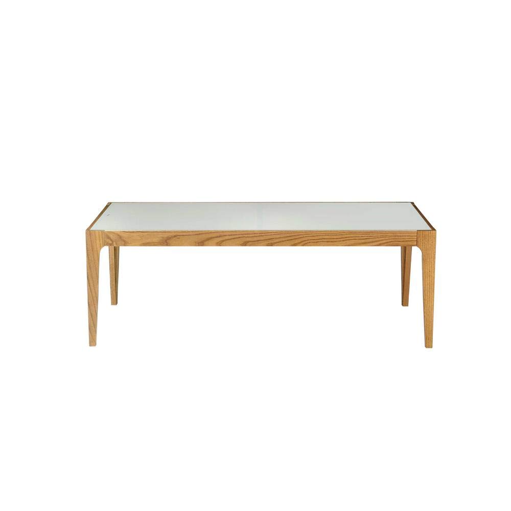 Knocbel Modern Coffee Table with Frosted Tempered Glass Top & Solid Wood Frame - 43