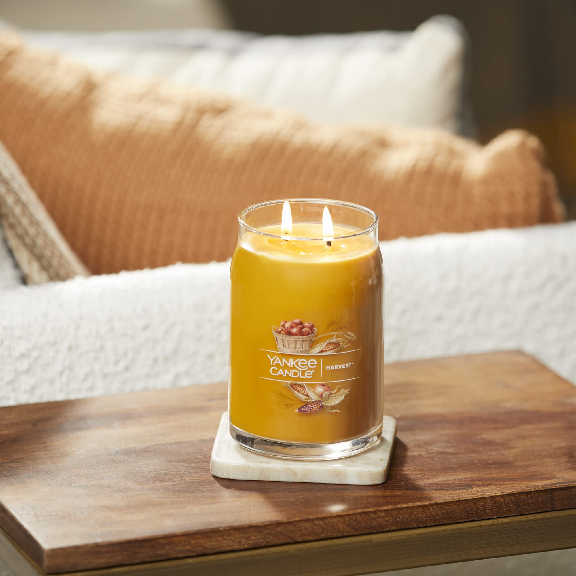 Yankee Candle Harvest Scented Large Jar Candle - 20oz 2-Wick Long Lasting Fragrance (60+ Hours Burn Time) for Home Decor, Fall Season, Thanksgiving & Cozy Autumn Ambiance