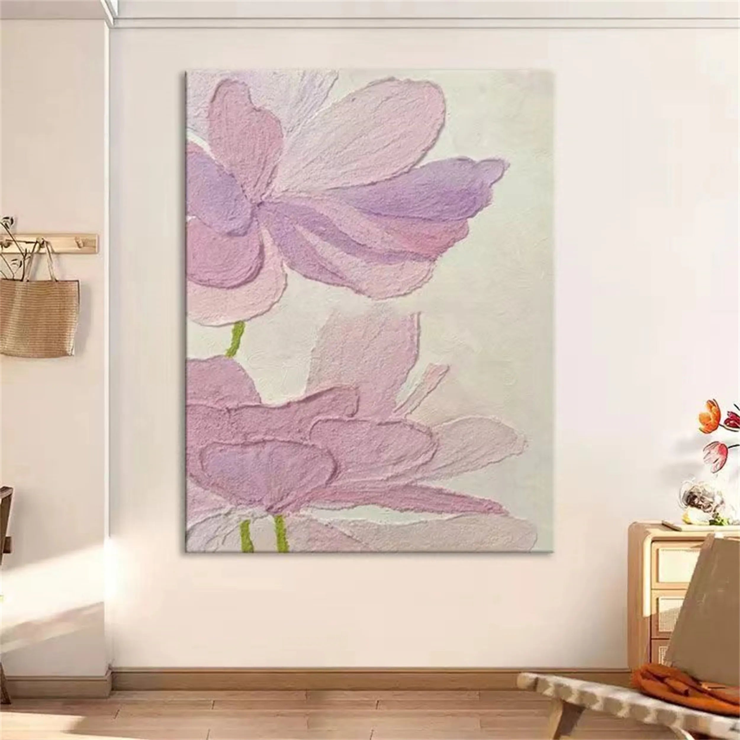 Beautiful Flower and Tree Painting #FT065 - Handmade Canvas Art for Home Decor, Office, and Living Room Wall
