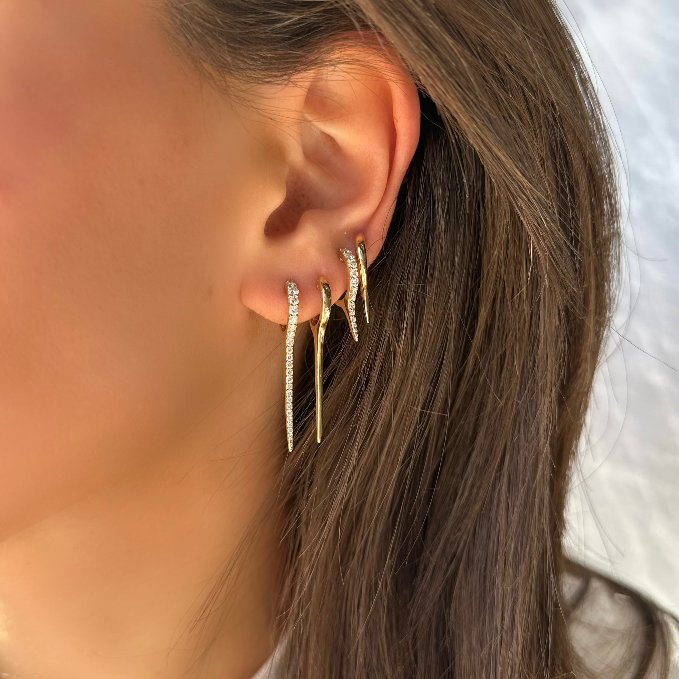 Diamond Spike Huggie Earrings for Women - Trendy Gold & Silver Hoop Huggies for Everyday Wear | Perfect for Parties, Work & Casual Outfits