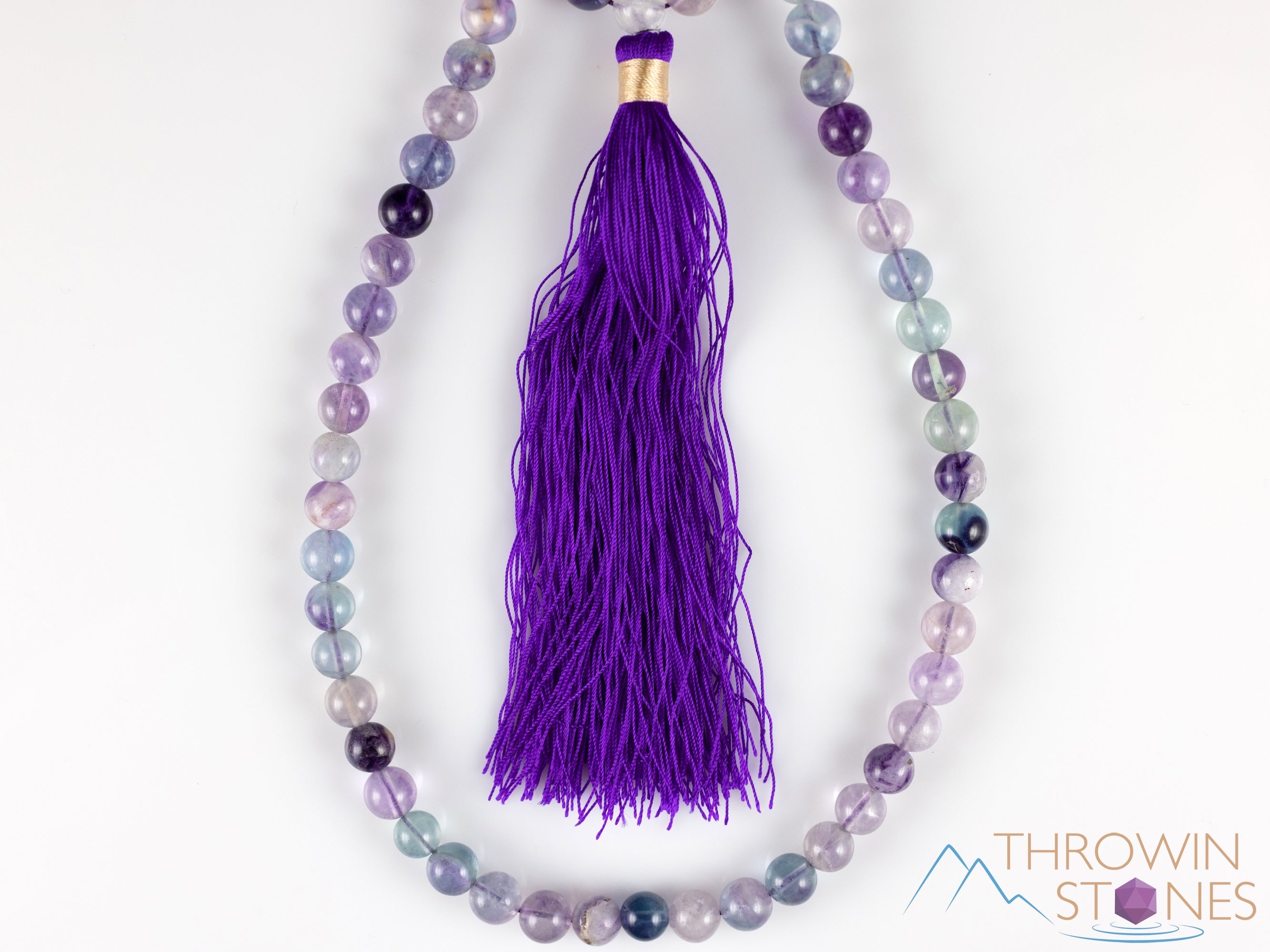 Rainbow Fluorite Crystal Necklace - Handmade Beaded Mala Jewelry with Healing Stones for Meditation, Yoga & Spiritual Balance | E0671