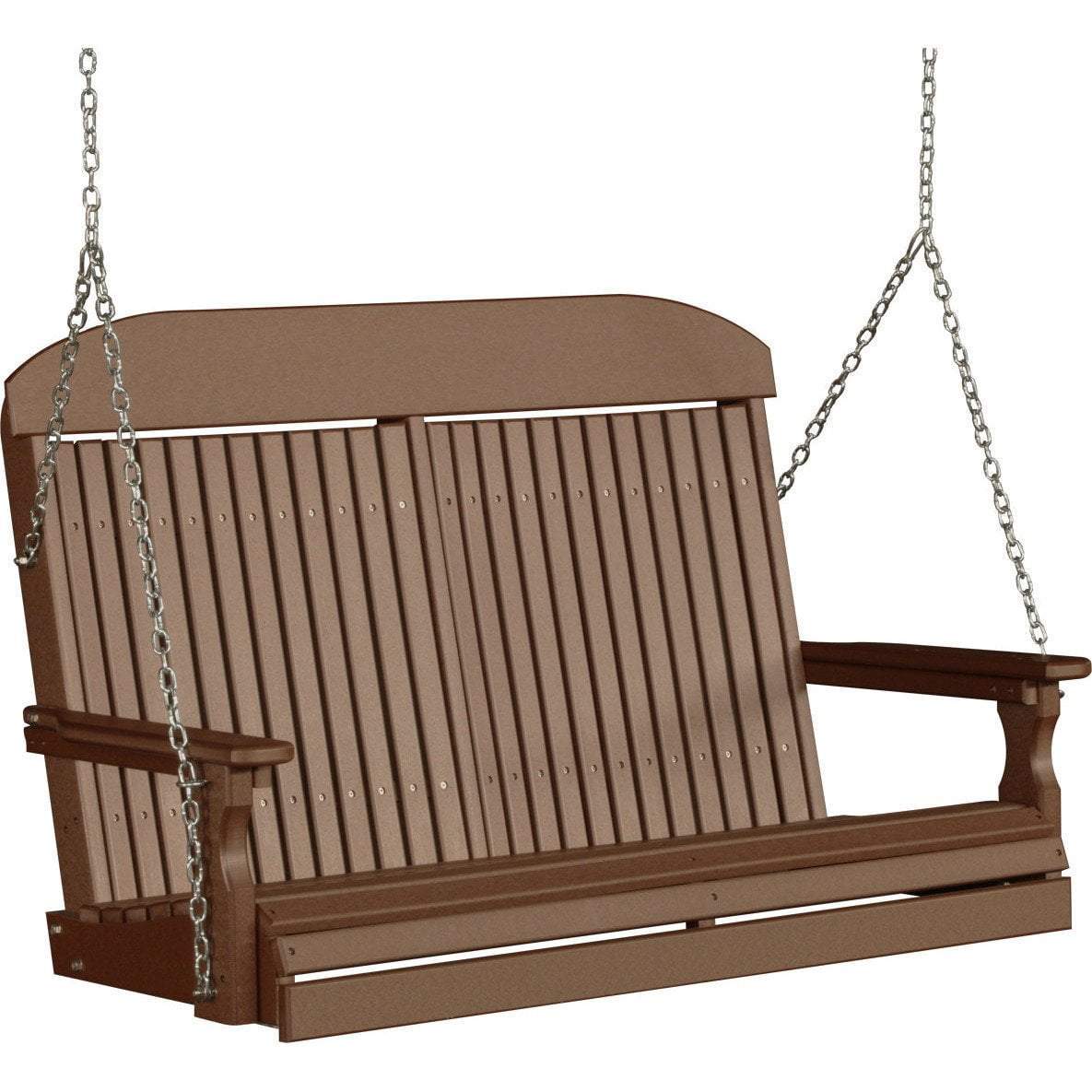 LuxCraft Classic Highback 4ft. Recycled Plastic Porch Swing - Outdoor Patio Furniture for Garden, Backyard & Porch Relaxation