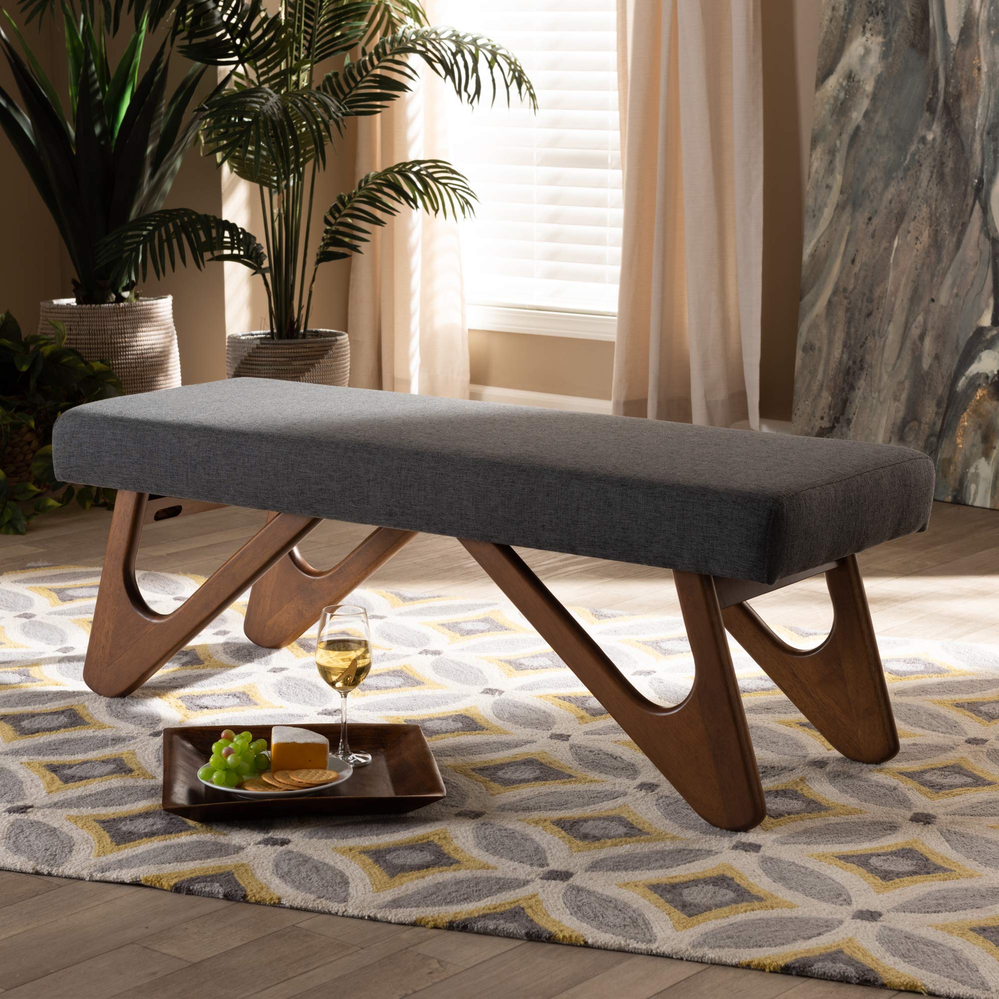 Baxton Studio Modern Dark Grey Bench & Banquette - Versatile Seating for Entryway, Bedroom, or Dining Room