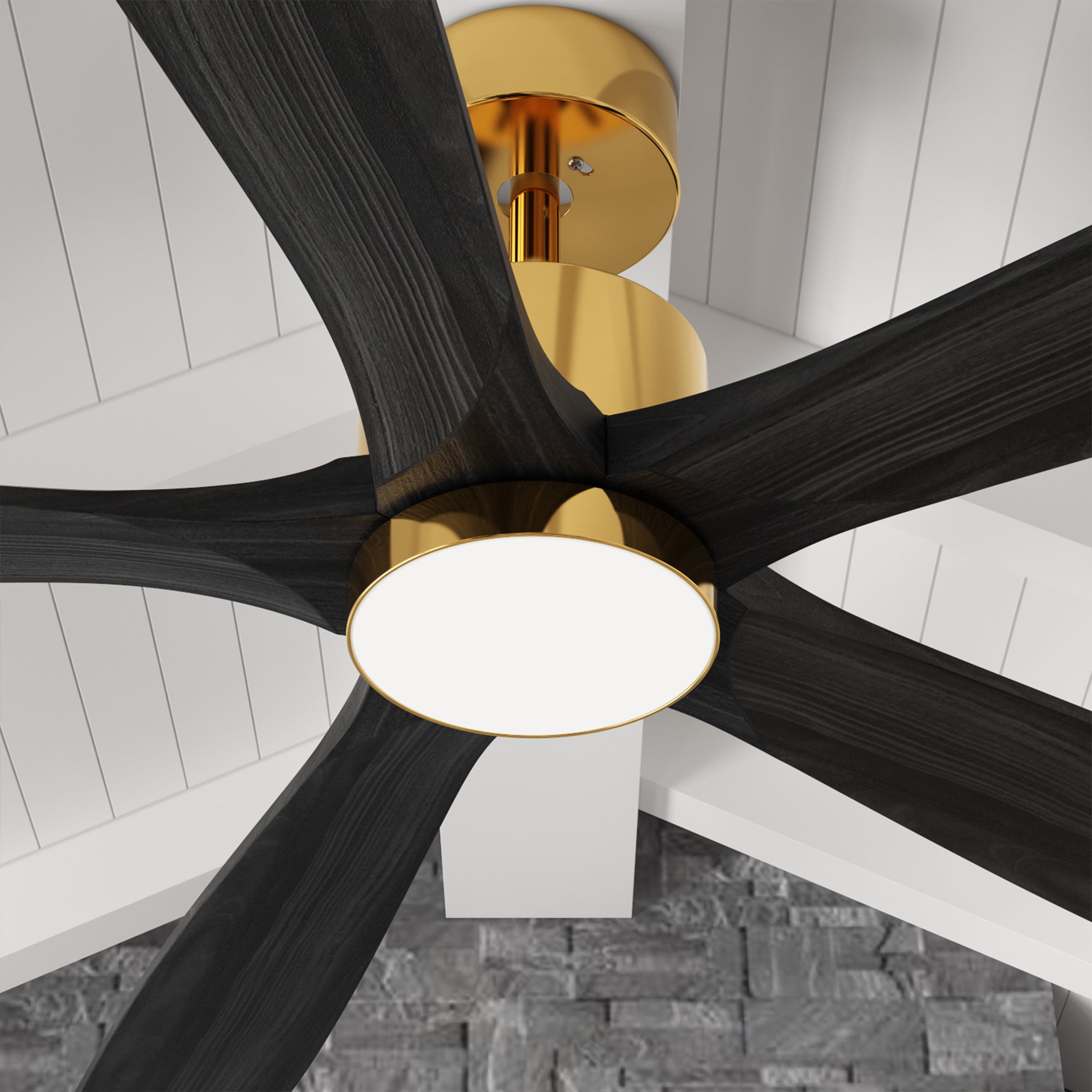 Modern 5-Blade Solid Wood Ceiling Fan with LED Light - Perfect for Living Room, Bedroom, and Indoor Spaces