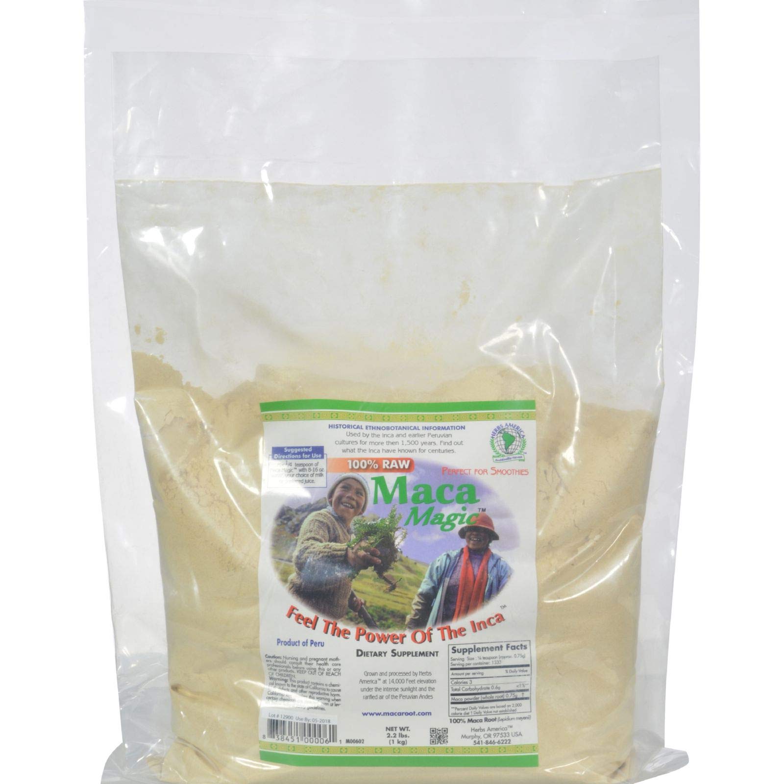 Organic Maca Root Powder - 2.2 lbs (1kg) | Raw Peruvian Superfood for Energy, Hormone Balance & Libido Boost | Perfect for Smoothies, Baking & Wellness Drinks