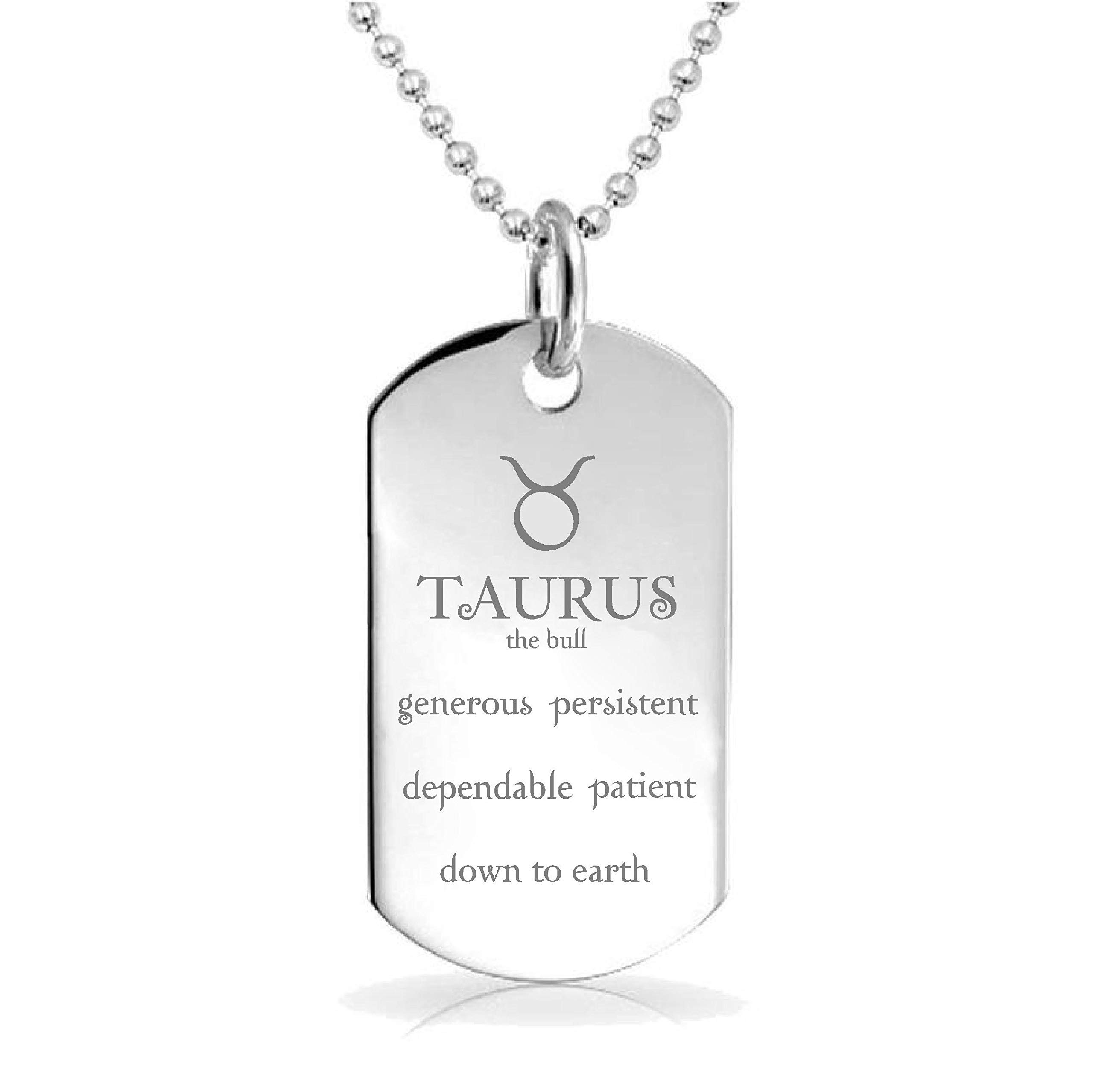Custom Engraved Taurus Zodiac Pendant Necklace & Keychain - Personalized Zodiac Sign Jewelry & Bag Charm Gift for Women (Birthday, Anniversary, Valentine's Day Gift Idea)