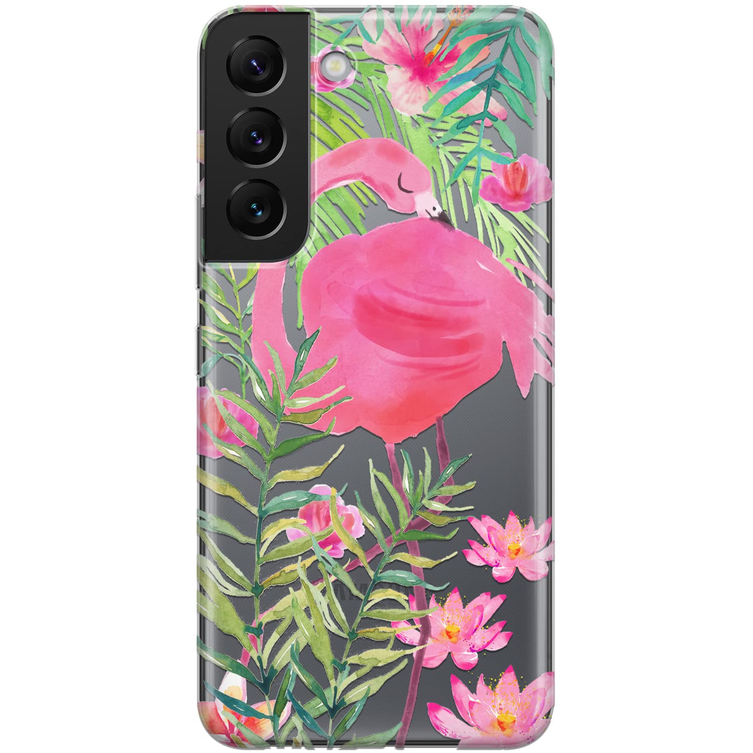 Premium Flamingo Print TPU Phone Case for Samsung Galaxy S24/S23 Ultra/S22+/S21 FE 5G/S20/Note 20/10 - Lightweight Protective Cover with Tropical Leaves & Pink Bird Design - Perfect for Summer, Beach Vacations & Girly Style