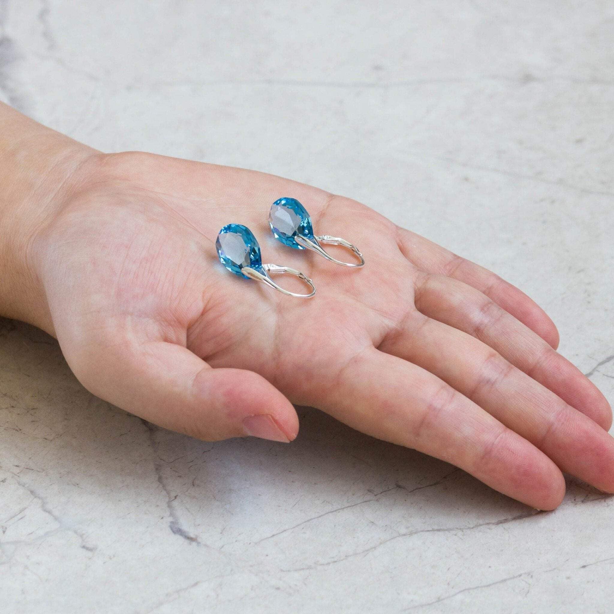Sterling Silver Aquamarine Drop Earrings with Zirconia® - Elegant for Parties & Weddings