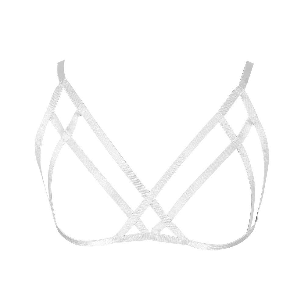 MAMOHSS Women's Elastic Body Harness Bra - Gothic Punk Lingerie with Strappy Cage Design for Fashion & Night Out | Perfect for Clubwear, Costumes, and Boudoir Photography